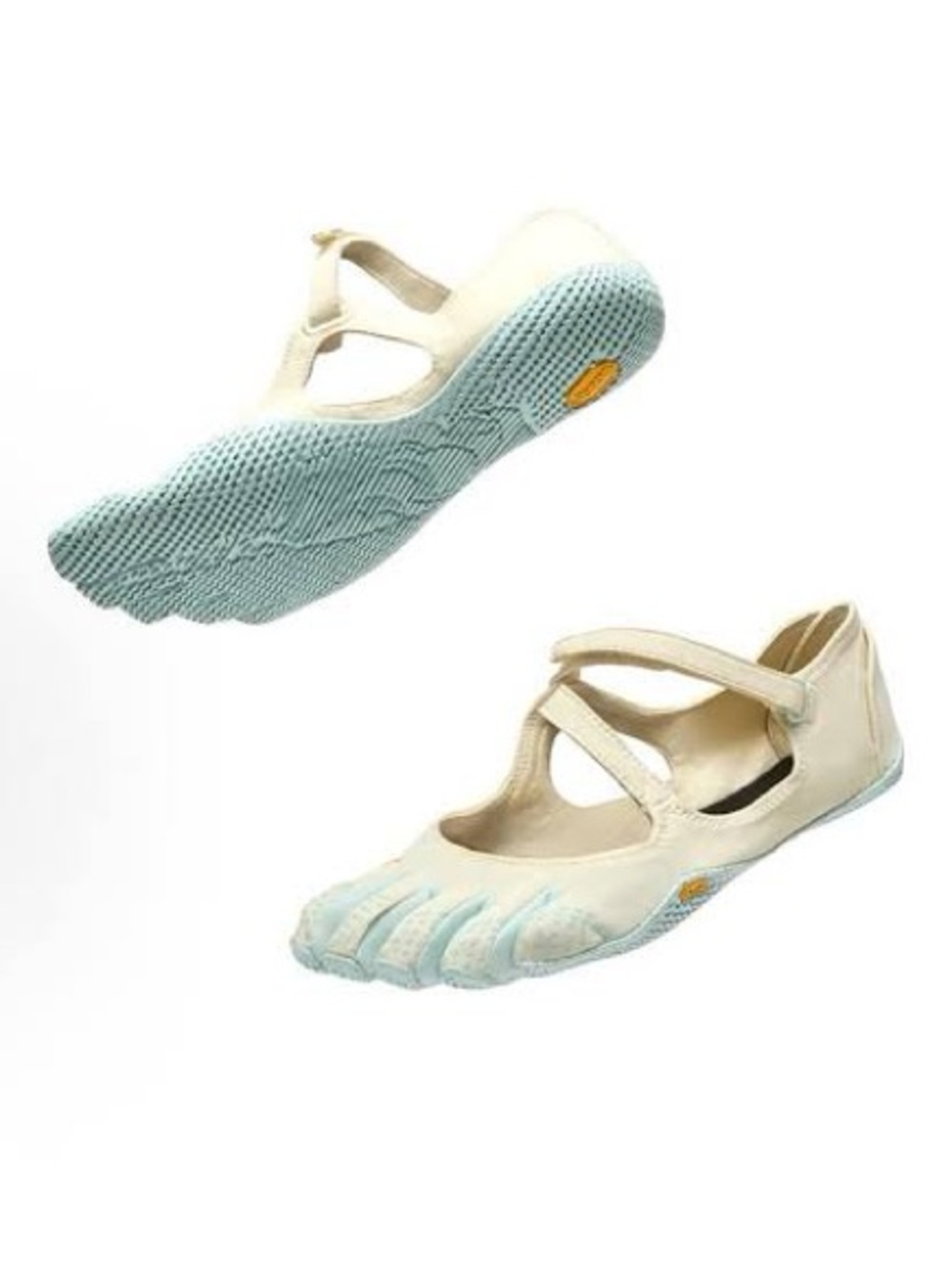 Vibram Women's Beige and Light Blue Five-Toe Mary Jane Sandals